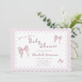 Invitation de Baby Shower à Ruban Rose Double Face (Debout devant)