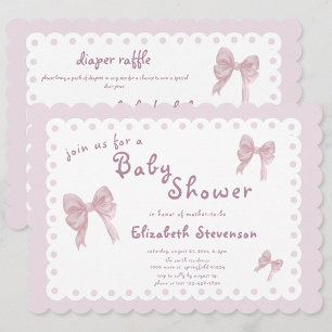 Invitation de Baby Shower à Ruban Rose Double Face