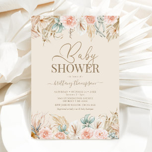 Invitation de Baby Shower à thème Herbe de la Pamp