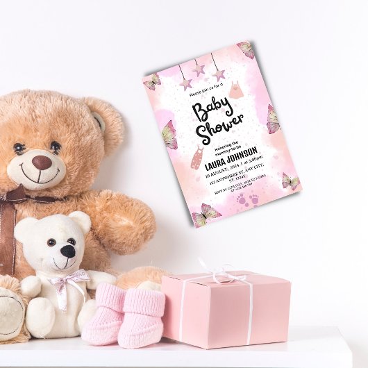 Invitation de Baby shower Abstraite d'aquarelle ro