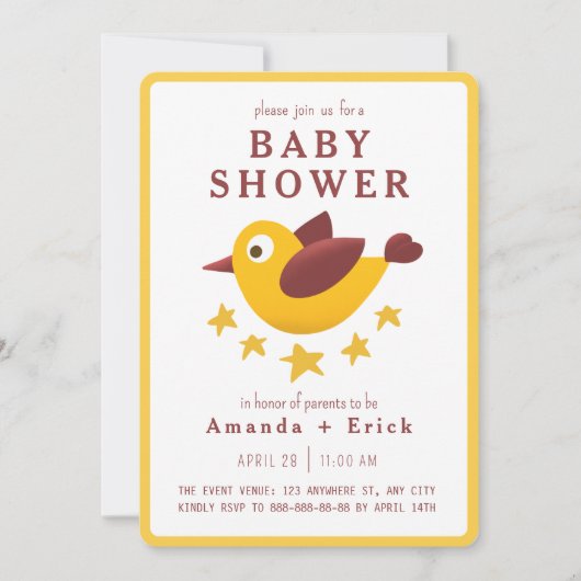 Invitation de Baby Shower Adorable (Devant)