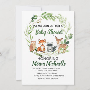 invitation de baby shower animal de la forêt