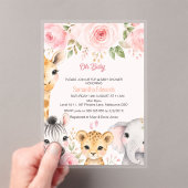 Invitation de Baby Shower Animaux de Safari Floral (In situ (ordinateur de poche))
