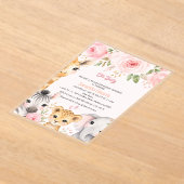 Invitation de Baby Shower Animaux de Safari Floral (Poser)