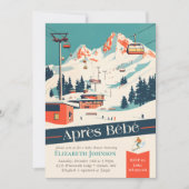 Invitation de Baby Shower Après Bébé Retro Ski (Devant)