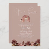 Invitation de baby shower aquarelle arc-en-ciel bo (Devant / Derrière)