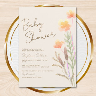 Invitation de baby shower aquarelle aux fleurs sau