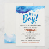 Invitation de baby shower aquarelle bleu C'est un  (Devant / Derrière)