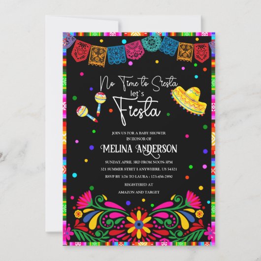 Invitation de baby shower aquarelle Let's Fiesta (Devant)