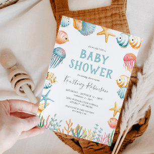 Invitation de Baby Shower aquarelle sous la mer