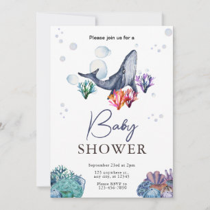 Invitation de baby shower aquarelle sous l'océan