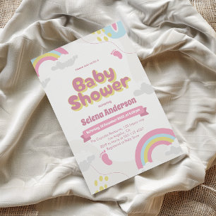 Invitation de Baby Shower Arc-en-Ciel Colorée pour