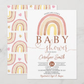 Invitation de Baby shower arc-en-ciel de Boho modi (Devant / Derrière)