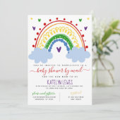 Invitation de Baby Shower Arc-en-Ciel par courrier (Debout devant)