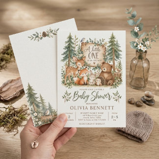 Invitation de baby shower au bois aquarelle