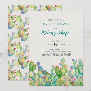 Invitation de Baby Shower au Cactus à l'aquarelle