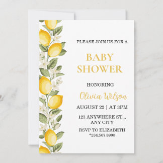 Invitation de baby shower au citron jaune pour béb