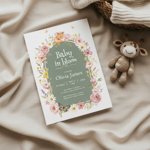 Invitation de Baby Shower au Renard Floral Bois de