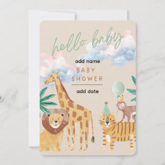 Invitation de Baby Shower au Safari Aquarelle | Ju