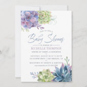 Invitation de Baby Shower au style aquarelle Cactu (Devant)