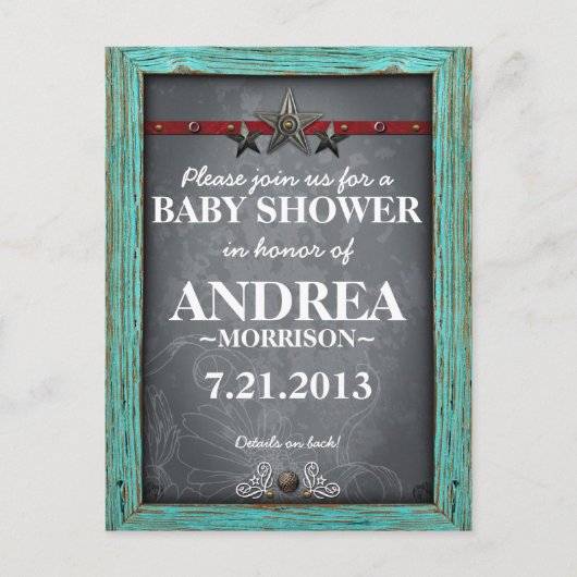 Invitation de Baby Shower au Tableau Noir Rustique (Devant)