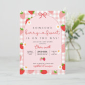 Invitation de Baby Shower au thème de Fraise, Modi (Debout devant)