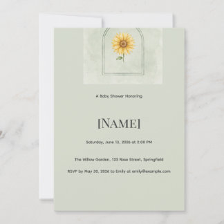Invitation de baby shower au tournesol sage, modif