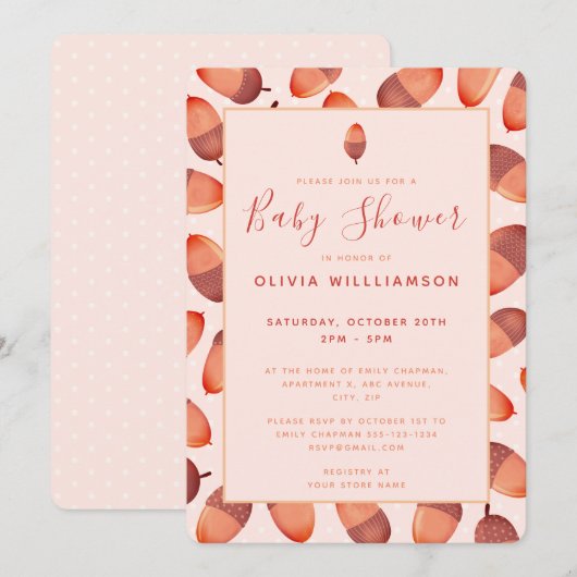 Invitation de Baby Shower Automnal Châtaigne d'Aut (Devant / Derrière)