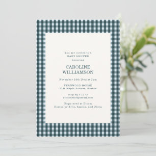 Invitation de baby shower automne Teal Gingham à c
