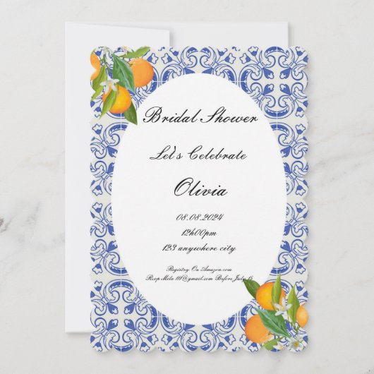 Invitation de baby shower aux oranges  (Devant)