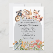 invitation de baby shower avec animaux de la forêt