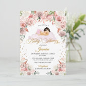 Invitation de Baby Shower avec bébé endormi et fle (Debout devant)