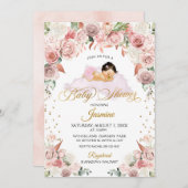 Invitation de Baby Shower avec bébé endormi et fle (Devant / Derrière)