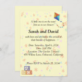 Invitation de Baby shower avec cerf-volant et cube (Devant / Derrière)