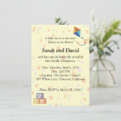 Invitation de Baby shower avec cerf-volant et cube (Debout devant)