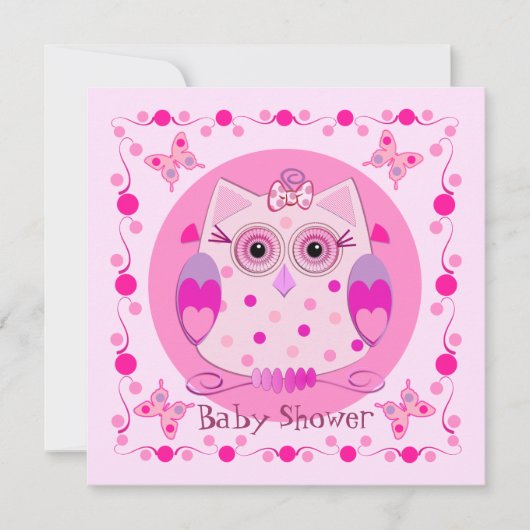 Invitation de Baby shower avec chouette Chouette (Devant)