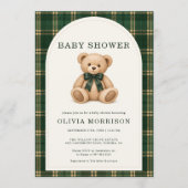Invitation de baby shower avec code QR Ours à carr (Devant)
