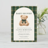 Invitation de baby shower avec code QR Ours à carr (Debout devant)
