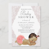 Invitation de baby shower avec dentelle rose bébé  (Devant)
