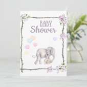 Invitation de baby shower avec l'éléphant de bébé (Debout devant)