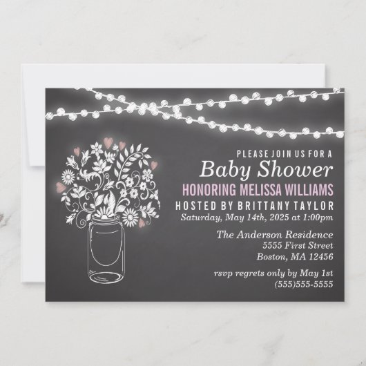 Invitation de Baby Shower avec tableau noir et pot (Devant)