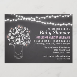 Invitation de Baby Shower avec tableau noir et pot