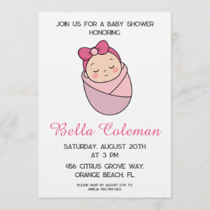 Invitation de baby shower avec un adorable ruban r