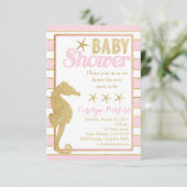 Invitation de Baby shower avec un cheval de mer d' (Debout devant)