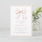 Invitation de Baby Shower avec un Nœud Rose (Debout devant)