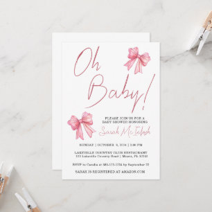 Invitation de Baby Shower avec un Ruban Rose