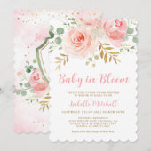 Invitation de Baby shower "Baby in Bloom" rose vif (Devant / Derrière)