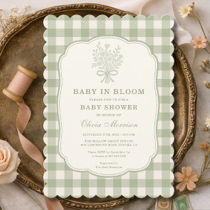 Invitation de Baby Shower Baby in Bloom Vert Sauge