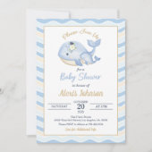 Invitation de Baby Shower Baleine Fond Ondulé (Devant)