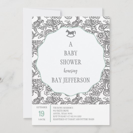 Invitation de baby shower Bay (Devant)